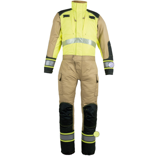 Yellow reinforced diver for technical rescue in work clothes