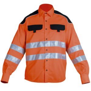Camisa cerrada con botones vivo reflectante para ropa de trabajo de alta visibilidad