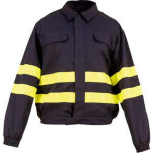 Jacket closed with velcro in protective clothing for clothing against entrapment