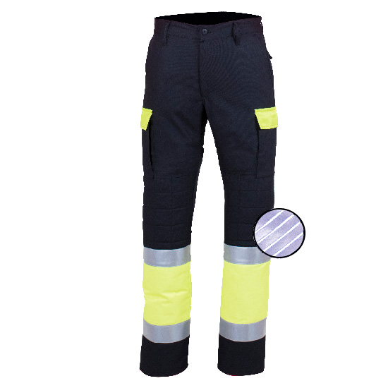 Pantalón multibolsillos, reflectantes y rodillas conformadas en ropa de alta visibilidad