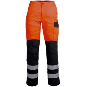 Pantalon naranja cerrado con cremallera y boton en ropa de proteccion de alta visibilidad