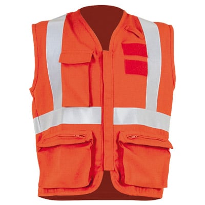 Chaleco multibolsillos naranja para ropa de protección en calor, llama o bombero forestal