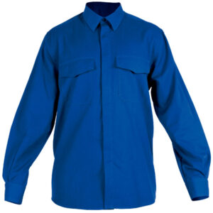 camisa de soldador cerrada con botones ocultos azul