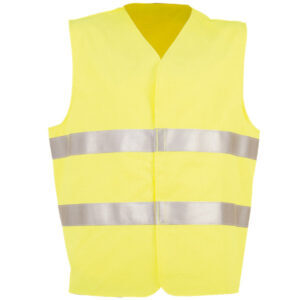 chaleco en ropa de baja visibilidad cerrado y con velcro amarillo