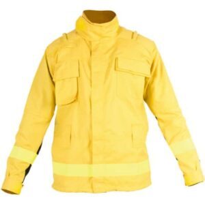 chaqueta cerrada con cremallera y velcro amarilla para ropa de bombero