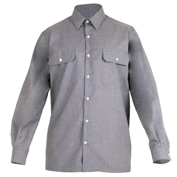 Camisa cerrada ignífuga y antiestática con botones gris en ropa de trabajo