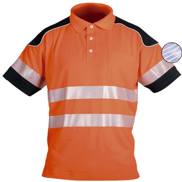 Polo à manches courtes orange et réfléchissant