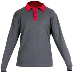 Grey and red long sleeve polo shirt